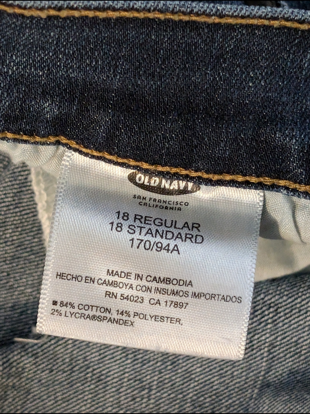 Old Navy Medium Dark Blue Straight Leg High Rise Jeans Size 18 - Picture 12 of 12